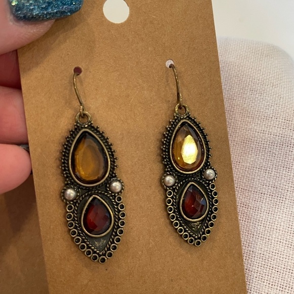 💐5/25 3 pair vintage boho retro earrings gold shell 1980s - Picture 5 of 8